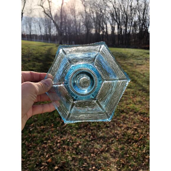 Vintage Turquoise Blue Depression Glass Decorative Candle Holder - Picture 10 of 10